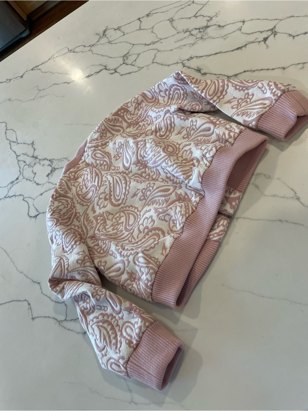 Victoria Beckham Blush-Pink Paisley Girls Bomber Jacket - Picture 8 of 14